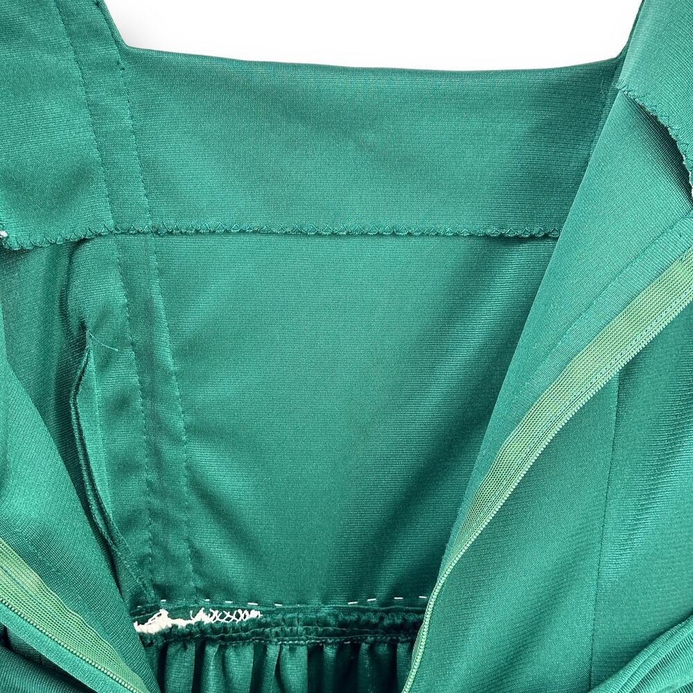 Vintage Handmade Polyester Prairie Dress Gown Womens Size Small Green White Lace - Picture 6 of 6